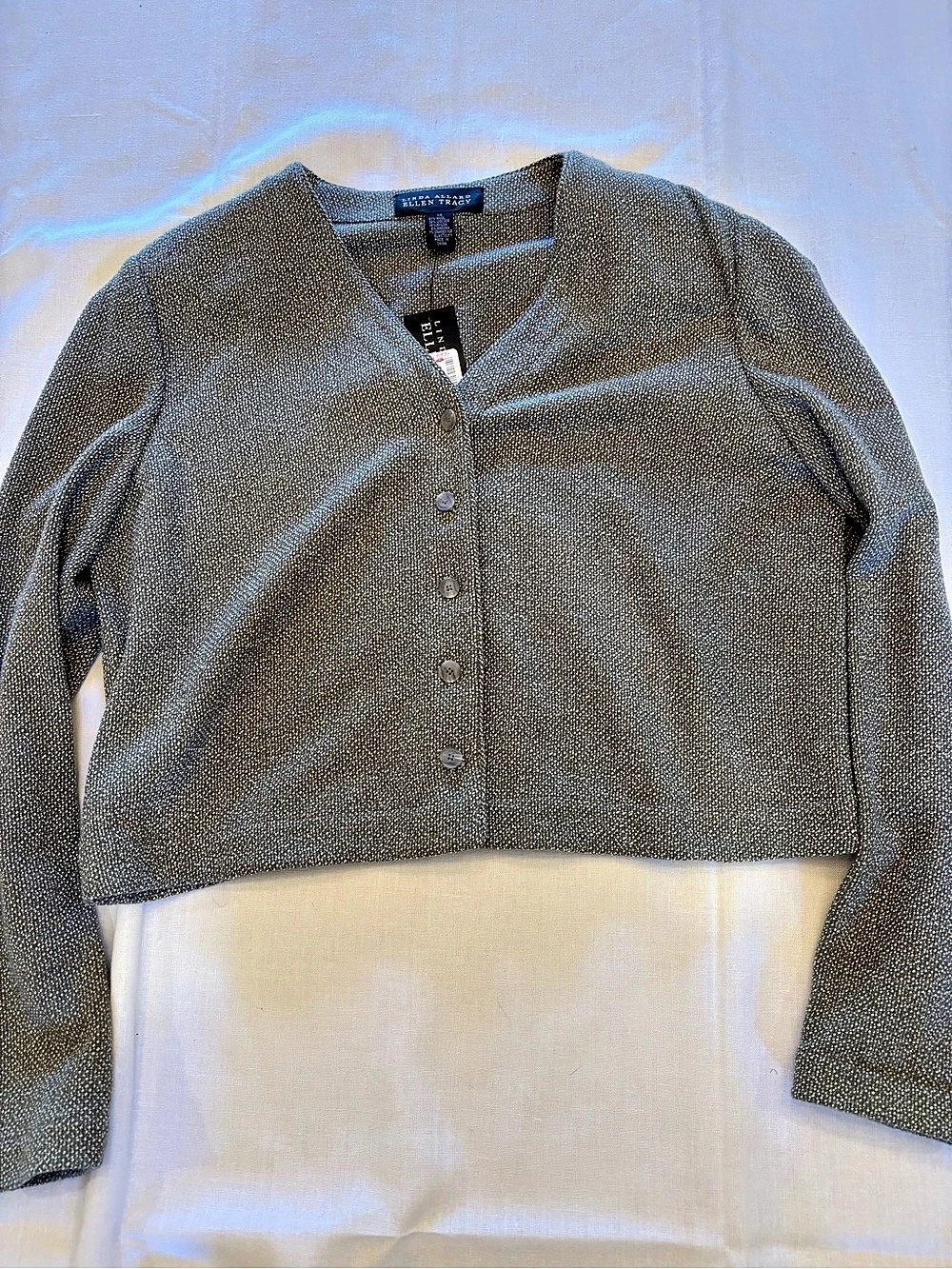 Eileen Fisher Textured Cropped Cardigan Gray Size 14